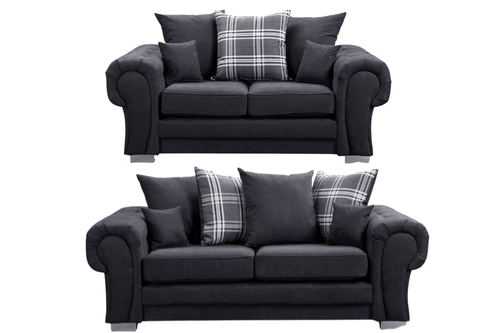 Verona Scatter Black Fabric 3+2 Seater Sofa Set