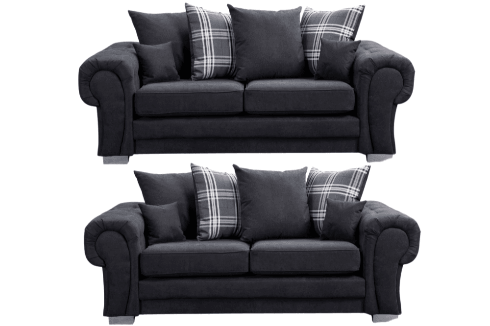 Verona Scatter Black Fabric 3+3 Seater Sofa Set