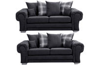 Verona Scatter Black Fabric 3+3 Seater Sofa Set