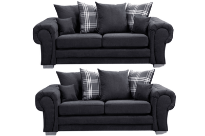 Verona Scatter Black Fabric 3+3 Seater Sofa Set