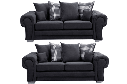 Verona Scatter Black Fabric 3+3 Seater Sofa Set