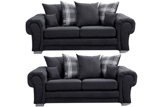Verona Scatter Black Fabric 3+3 Seater Sofa Set