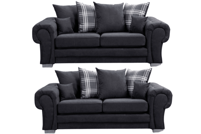 Verona Scatter Black Fabric 3+3 Seater Sofa Set - Furniture Instore