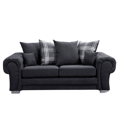 Verona Scatter Black Fabric 3 Seater Sofa