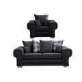 Verona Scatter Black Fabric 3+1 Seater Sofa Set