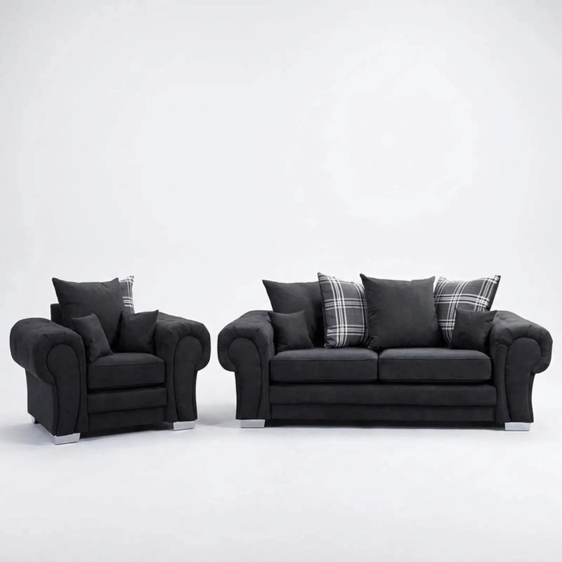 Verona Scatter Black Fabric 3+1 Seater Sofa Set - Furniture Instore