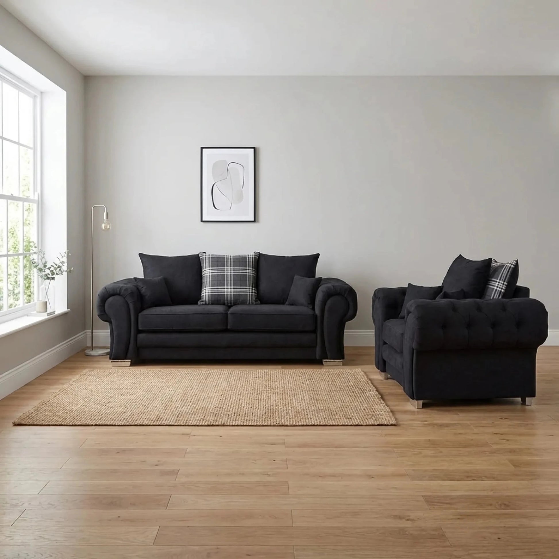 Verona Scatter Black Fabric 3+1 Seater Sofa Set - Furniture Instore