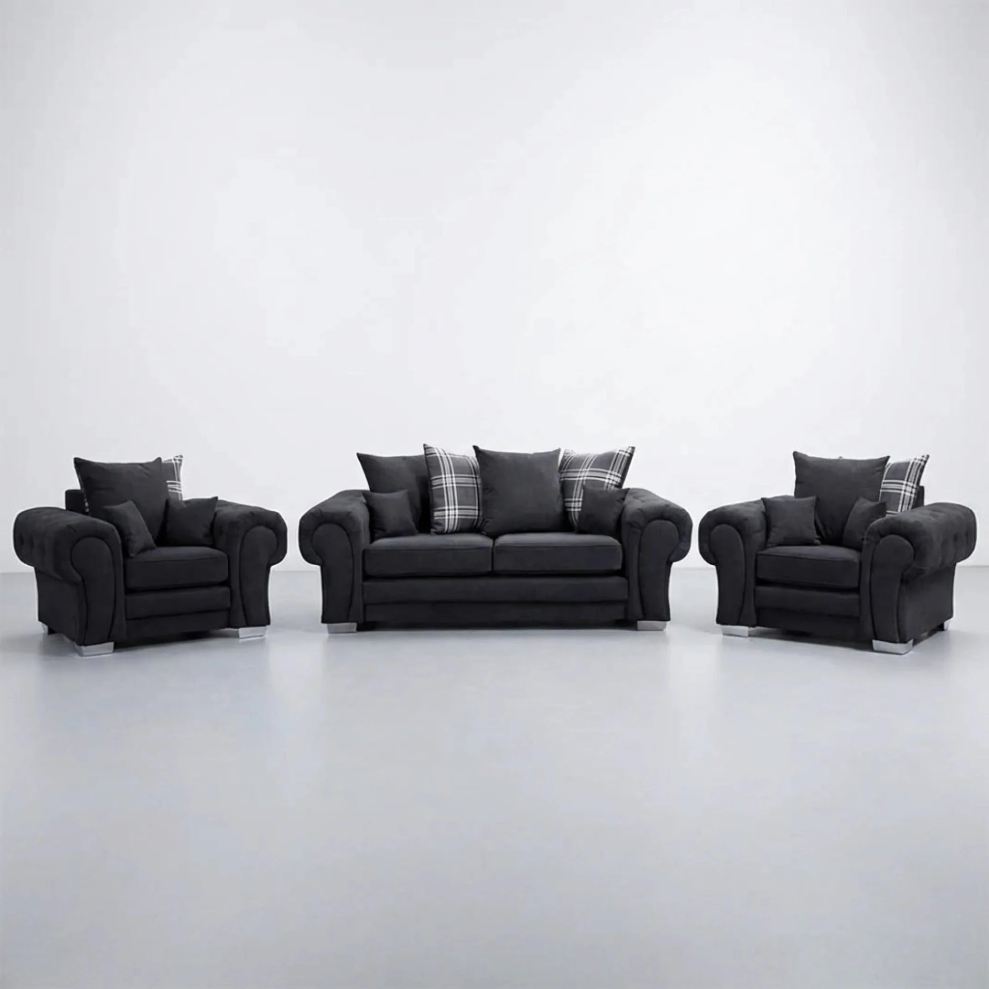 Verona Scatter Black Fabric 3+1+1 Seater Sofa Set - Furniture Instore