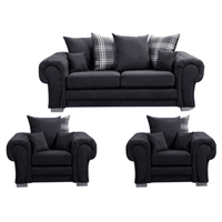 Verona Scatter Black Fabric 3+1+1 Seater Sofa Set