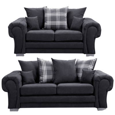 Verona Scatter Black Fabric 3+2 Seater Sofa Set