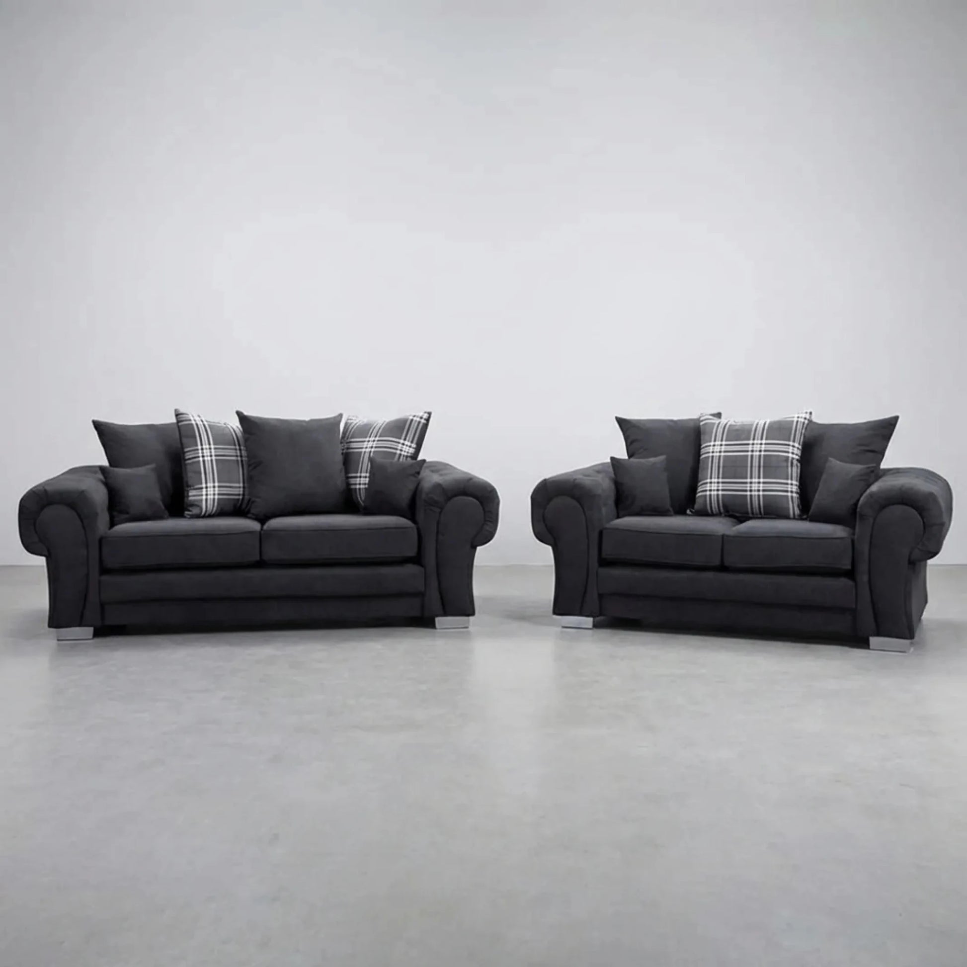 Verona Scatter Black Fabric 3+2 Seater Sofa Set - Furniture Instore