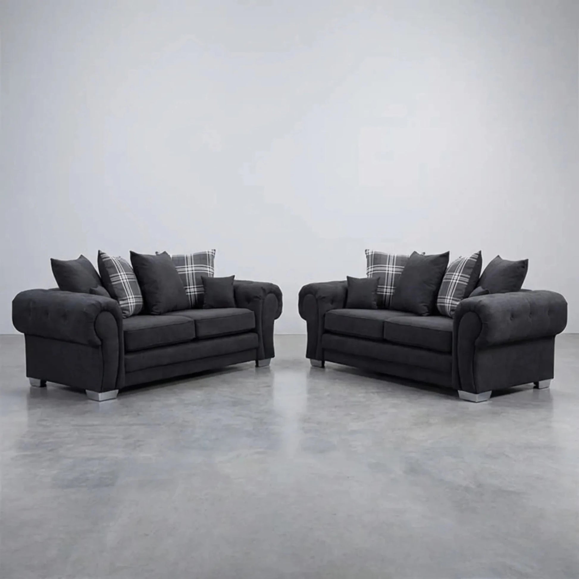 Verona Scatter Black Fabric 3+3 Seater Sofa Set - Furniture Instore