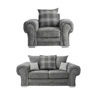 Verona Scatter Grey Fabric 2+1 Seater Sofa Set