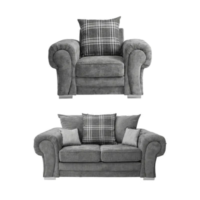 Verona Scatter Grey Fabric 2+1 Seater Sofa Set