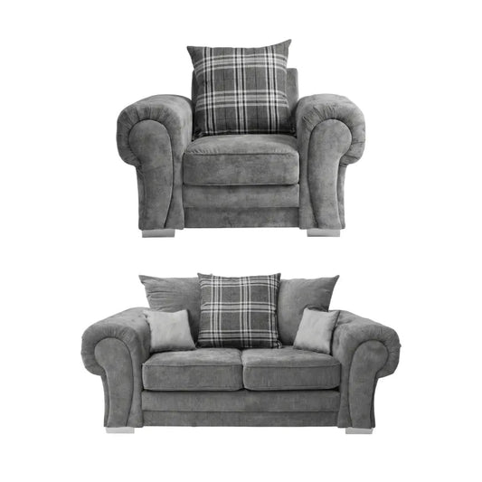 Verona Scatter Grey Fabric 2+1 Seater Sofa Set - Furniture Instore