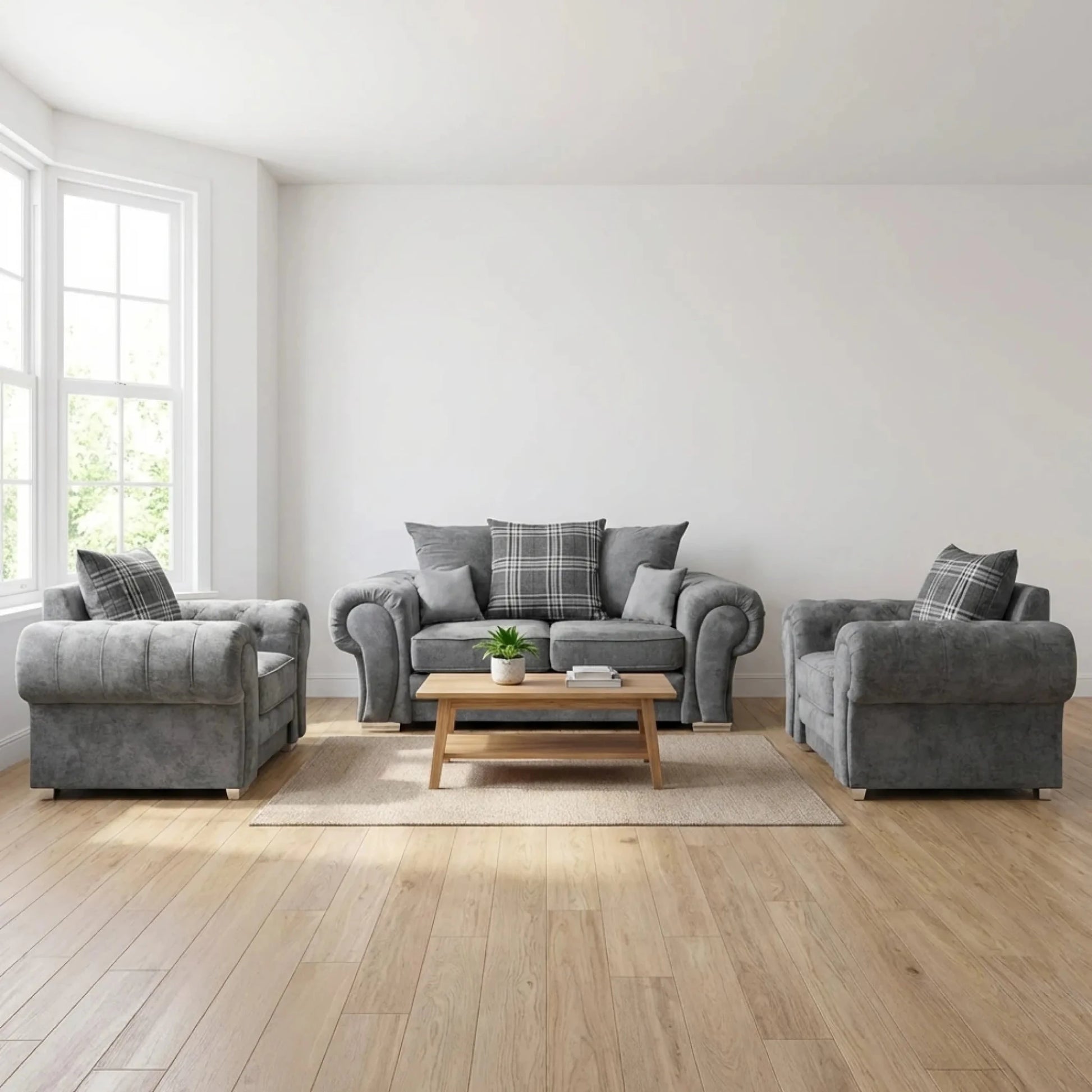 Verona Scatter Grey Fabric 2+1+1 Seater Sofa Set - Furniture Instore