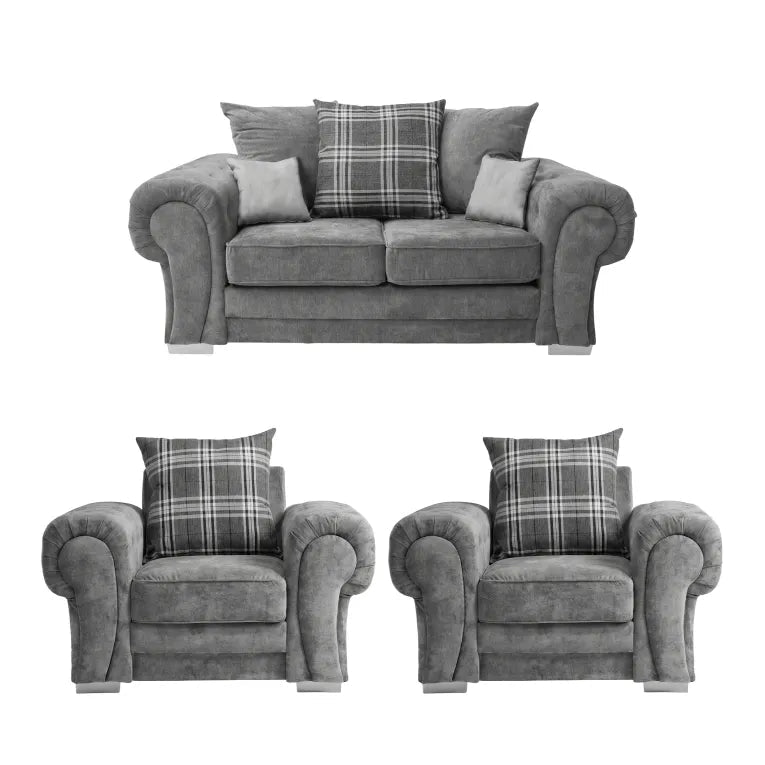Verona Scatter Grey Fabric 2+1+1 Seater Sofa Set - Furniture Instore