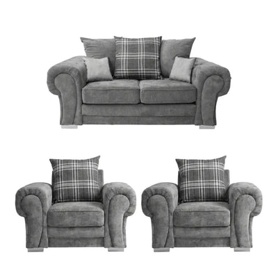 Verona Scatter Grey Fabric 2+1+1 Seater Sofa Set
