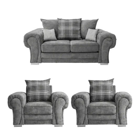 Verona Scatter Grey Fabric 2+1+1 Seater Sofa Set - Furniture Instore