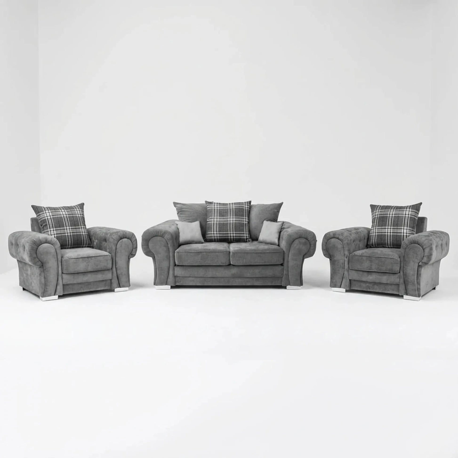 Verona Scatter Grey Fabric 2+1+1 Seater Sofa Set - Furniture Instore