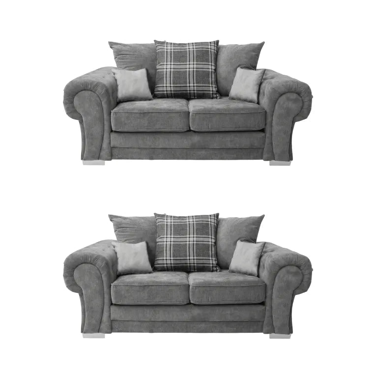 Verona Scatter Grey Fabric 2+2 Seater Sofa Set - Furniture Instore