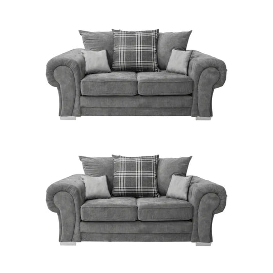 Verona Scatter Grey Fabric 2+2 Seater Sofa Set - Furniture Instore