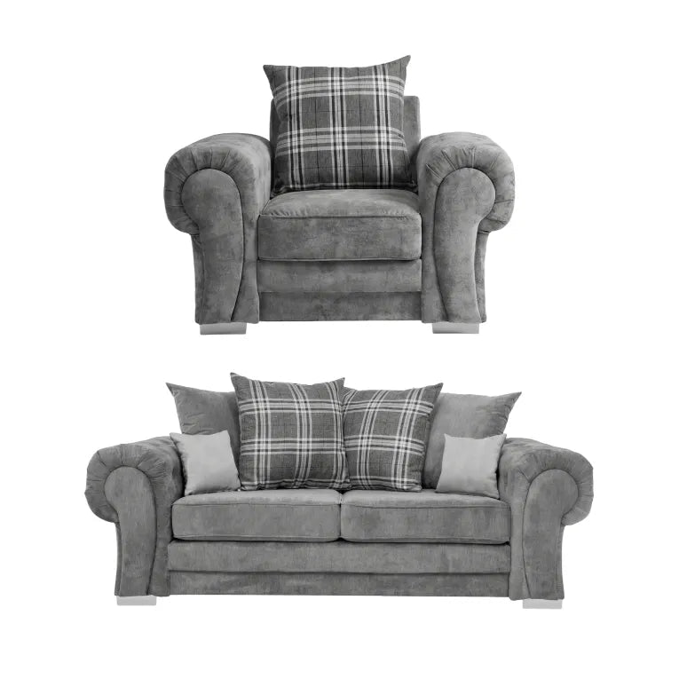 Verona Scatter Grey Fabric 3+1 Seater Sofa Set - Furniture Instore