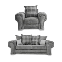 Verona Scatter Grey Fabric 3+1 Seater Sofa Set