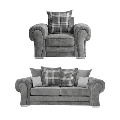 Verona Scatter Grey Fabric 3+1 Seater Sofa Set