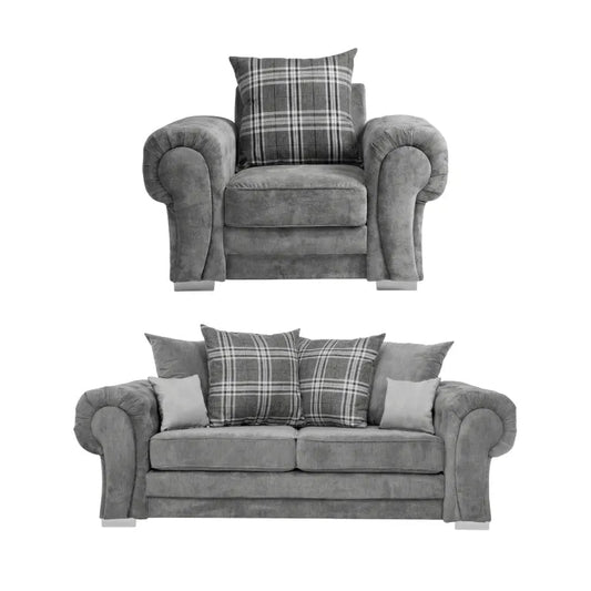 Verona Scatter Grey Fabric 3+1 Seater Sofa Set - Furniture Instore