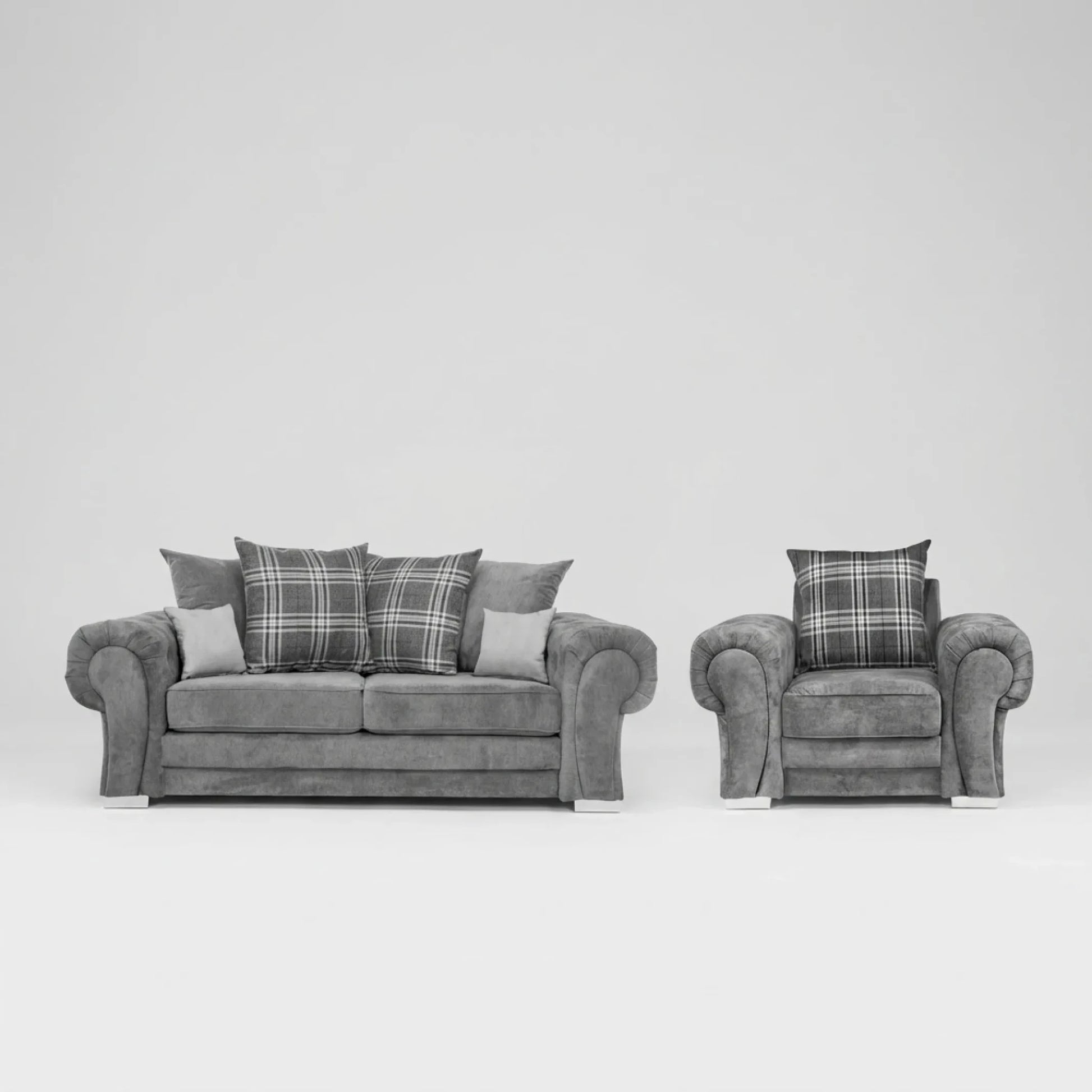 Verona Scatter Grey Fabric 3+1 Seater Sofa Set - Furniture Instore