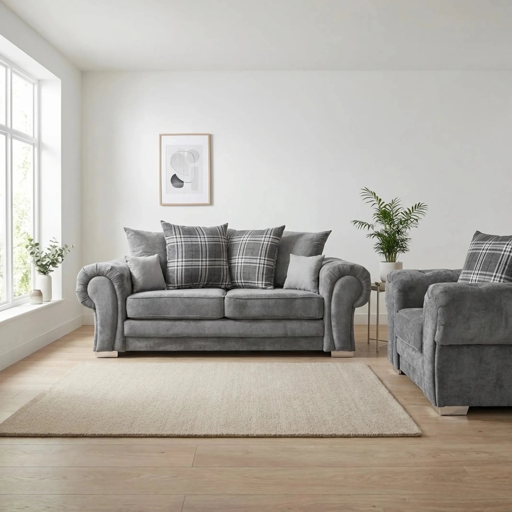 Verona Scatter Grey Fabric 3+1 Seater Sofa Set - Furniture Instore