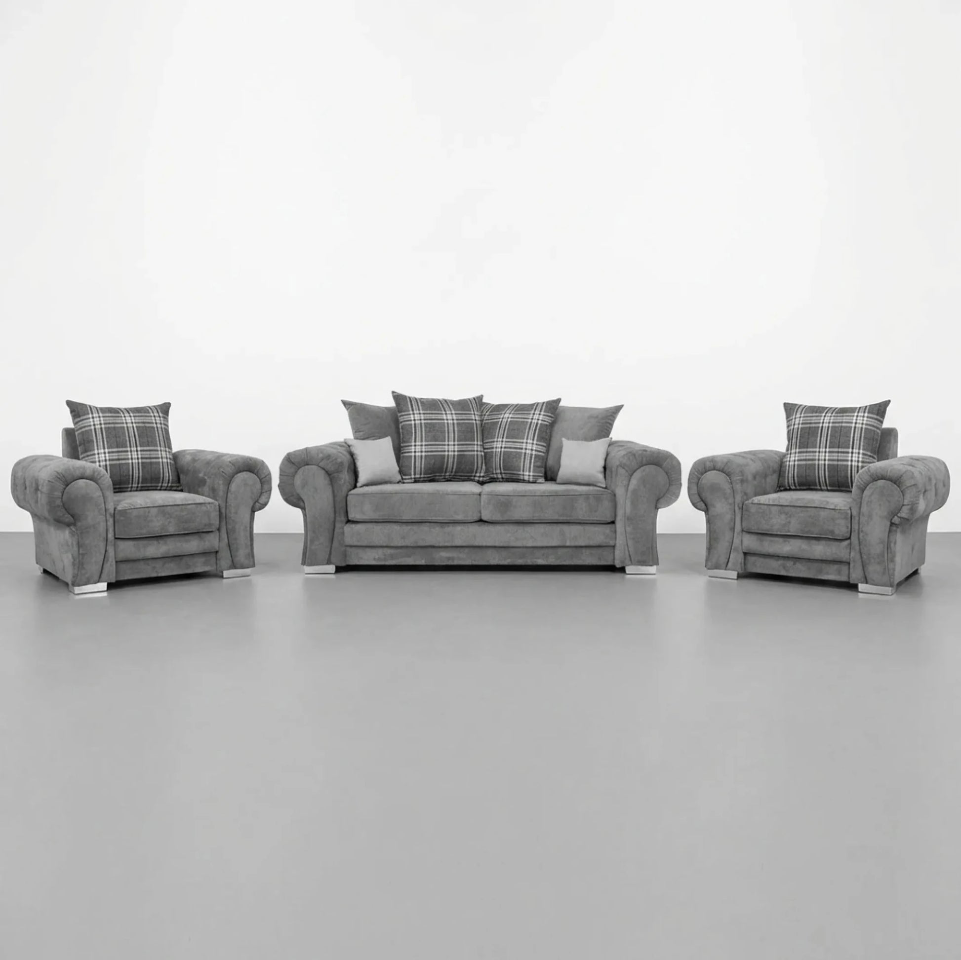 Verona Scatter Grey Fabric 3+1+1 Seater Sofa Set - Furniture Instore
