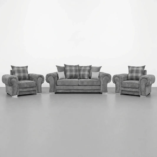 Verona Scatter Grey Fabric 3+1+1 Seater Sofa Set - Furniture Instore