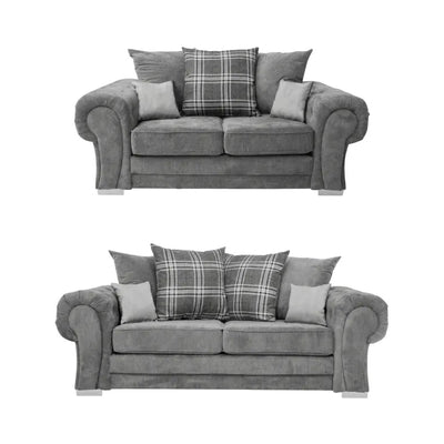 Verona Scatter Grey Fabric 3+2 Seater Sofa Set