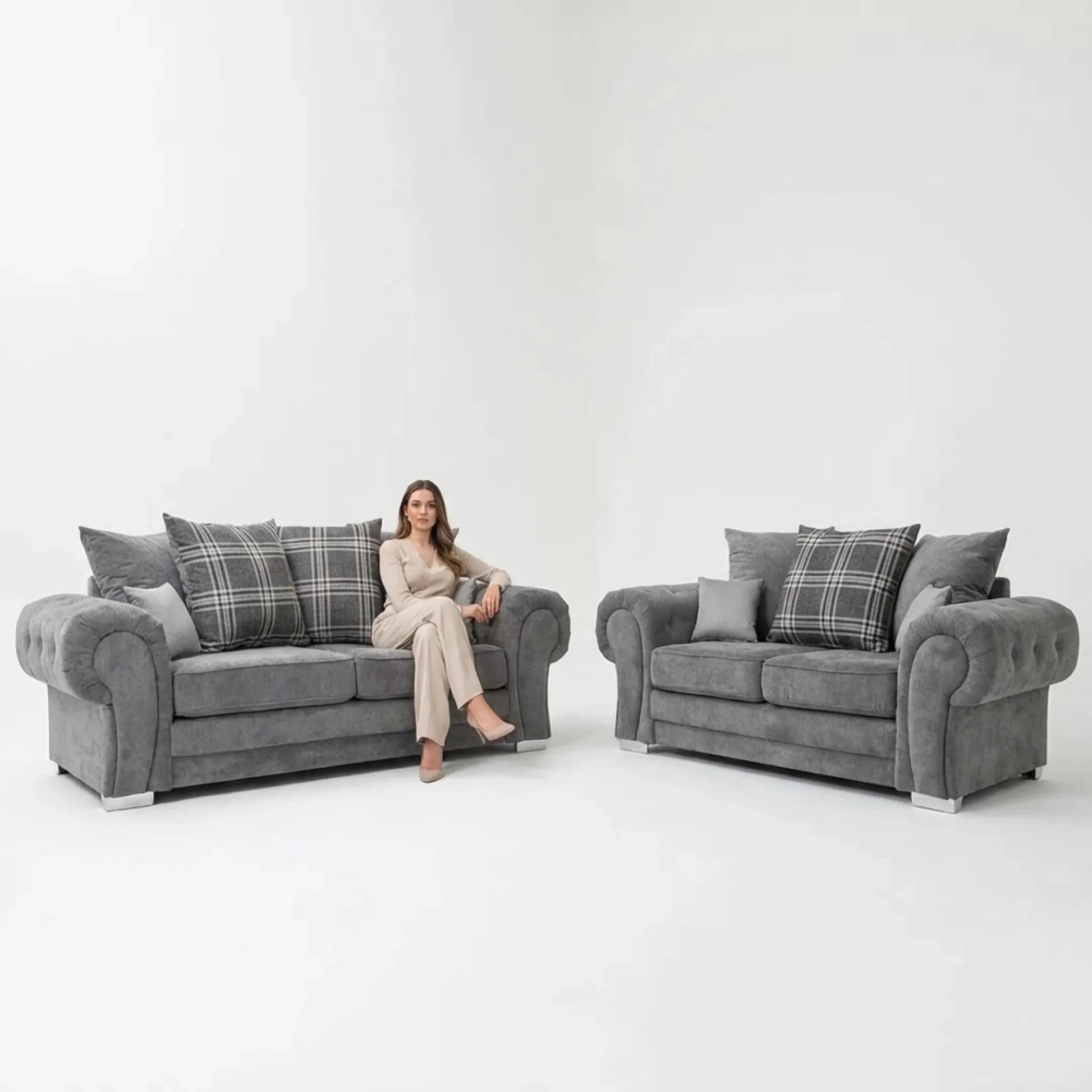 Verona Scatter Grey Fabric 3+2 Seater Sofa Set - Furniture Instore