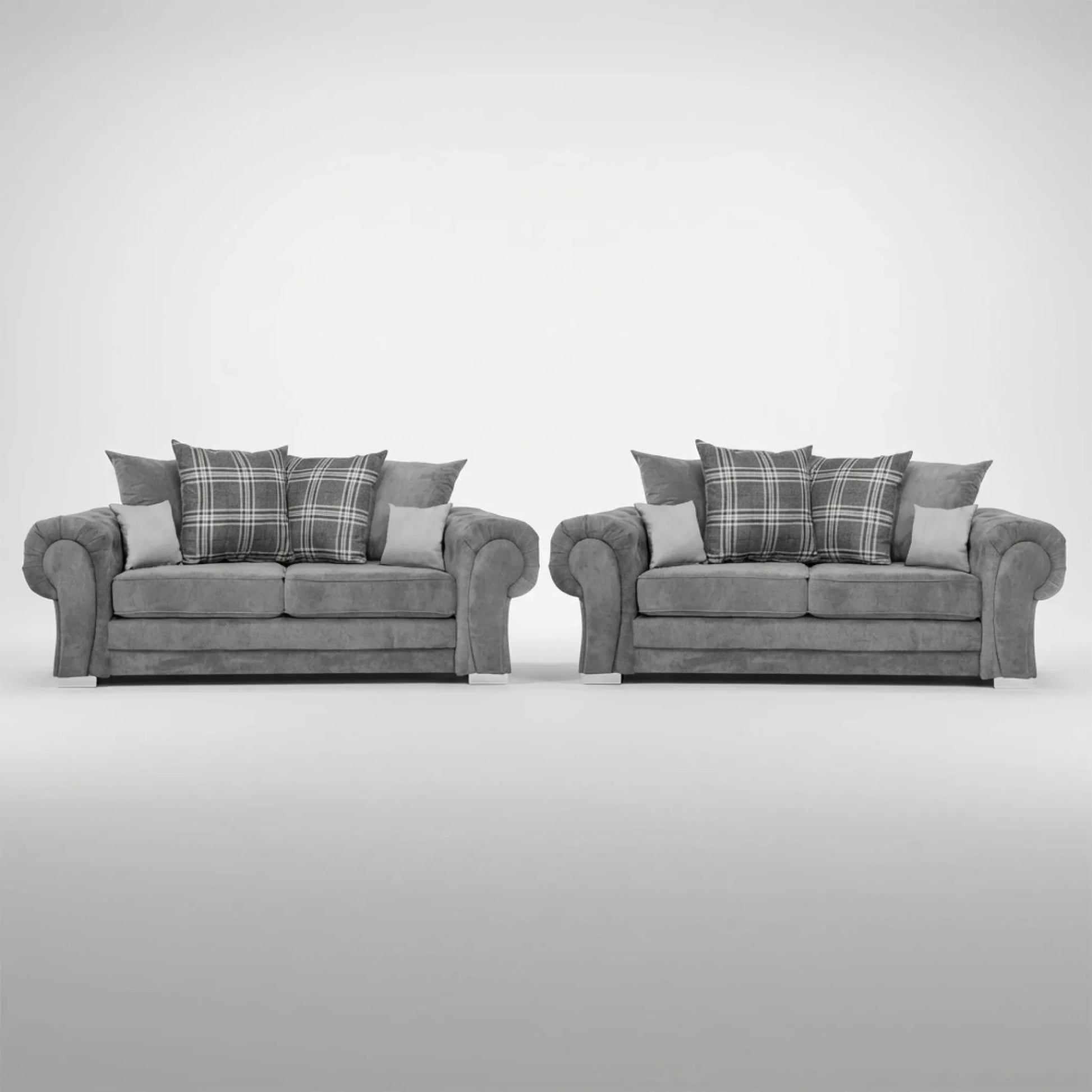 Verona Scatter Grey Fabric 3+3 Seater Sofa Set - Furniture Instore