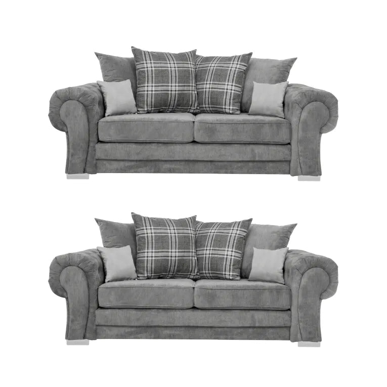 Verona Scatter Grey Fabric 3+3 Seater Sofa Set - Furniture Instore