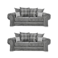 Verona Scatter Grey Fabric 3+3 Seater Sofa Set