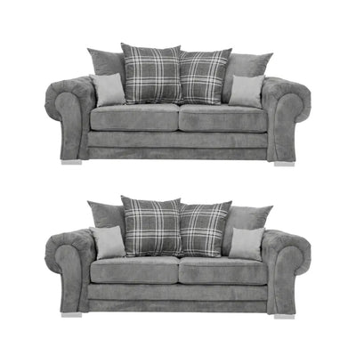 Verona Scatter Grey Fabric 3+3 Seater Sofa Set