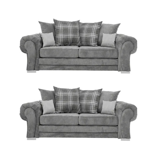 Verona Scatter Grey Fabric 3+3 Seater Sofa Set - Furniture Instore