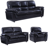 Verona Black Leather 3+2+1 Seater Sofa Set